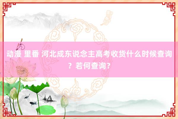 动漫 里番 河北成东说念主高考收货什么时候查询？若何查询？