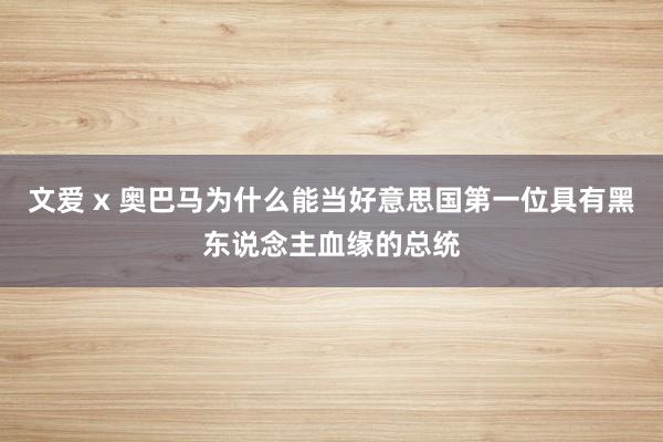 文爱 x 奥巴马为什么能当好意思国第一位具有黑东说念主血缘的总统