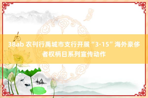 38ab 农刊行禹城市支行开展“3·15”海外豪侈者权柄日系列宣传动作